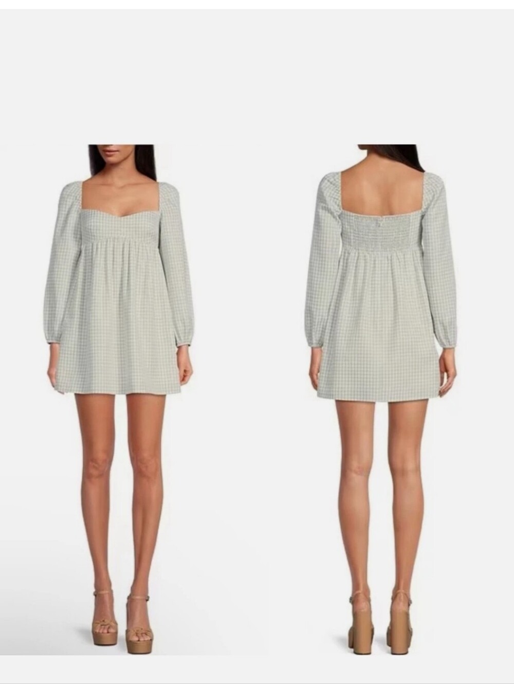 #7. Gianni Bini Kennedy Gingham Sweetheart Neck Babydoll Mini Dress. Retail $149